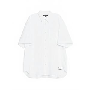 NEW COMME DES GARCONS men's short sleeve embroidered logo button down shirt in w